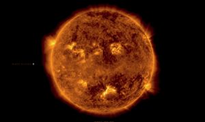 Twiter: Seasoned Canadian Bacon @jeramiahsmith11 The sun yesterday in 171 angstrom wavelength.The M-class flare erupted from the Beta-Gama sunspot in the southern region facing