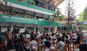 Siswa SMK Muhammadiyah 2 yang akan divaksin, Rabu (15/9).