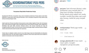 PSSI Pers Resmi Boikot Persija Jakarta
