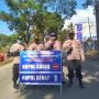 jajaran Polsek Tarogong kaler tengah melaksanakan ganjil genap di akses masuk obyek wisata