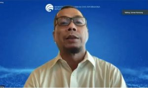 Direktur Jenderal Informasi dan Komunikasi Publik, Kementerian Komunikasi dan Informatika, Usman Kansong, saat webinar Safari Jurnalistik "Masa Depan Media Pascadigitalisasi Televisi dan Era 5G", Kamis. (ANTARA/Tangkapan layar)