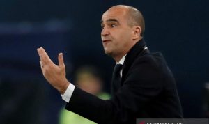 Pelatih timnas Belgia Roberto Martinez ketika laga melawan Rusia pada laga kualifikasi Euro 2020 Grup I di Stadion Saint Petersburg, Saint Petersburg, Rusia, 16 November 2019. (ANTARA/REUTERS/Anton Vaganov)