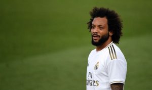 Pemain belakang Real Madrid asal Brazil Marcelo dalam pertandingan Liga Spanyol antara Real Madrid melawan SD Eibar di Stadion Alfredo di Stefano stadium di Valdebebas, luar kota Madrid, pasa 14 Juni 2020. (Photo by PIERRE-PHILIPPE MARCOU / AFP) (AFP/PIERRE-PHILIPPE MARCOU)