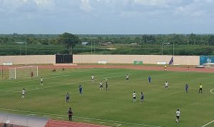 Papua melawan Jawa Barat dalam perebutan medali emas cabang olahraga sepak bola putri PON XX di Stadion Katapal, Merauke, Senin (11/10/2021). ANTARA/Yogi Rachman