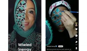 Foto: Konten merias wajah dengan motif batik oleh Wiwied Ineray