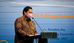 Menteri Bidang Perekonomian Airlangga Hartarto ketika menjadi narasumber sebuah seminar