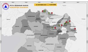 Peta perkembangan kasus COVID-19 di Kabupaten Sukabumi, Jabar, Selasa (5/10). (ANTARA/HO-Satgas Percepatan Penanganan COVID-19 Kabupaten Sukabumi)