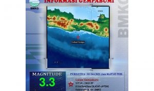 Peta lokasi gempa kedua yang mengguncang wilayah Kabupaten Cilacap, Jawa Tengah, pada Jumat (1/10/2021) pagi. ANTARA/HO-BMKG