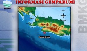 Sukabumi Gempa 4,2 SR, Warga Diminta Waspada Lokasi gempa bumi magnitudo 4, 2 yang berpusat di laut selatan Kabupaten Sukabumi, Jawa Barat pada Sabtu, (30/10/2021) pagi. (ANTARA/HO-BMKG)