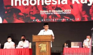 Prabowo Maju dalam Pilpres 2024, Ini Alasannya Sekretaris Jenderal Ahmad Muzani saat menghadiri Rapat Koordinasi Daerah (Rakorda) DPD Gerindra Sulawesi Selatan pada Sabtu (9/10/2021). ANTARA/HO-DPD Gerindra Sulsel/aa.