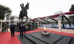 Menhan Prabowo Dampingi Presiden Jokowi, Resmikan Tugu Api Semangat Indonesia Merdeka Tidak Pernah Padam