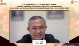 Tangkapan layar Deputi Bidang Koordinasi Peningkatan Kualitas Kesehatan dan Pembangunan Kependudukan Kementerian Koordinator Bidang Pembangunan Manusia dan Kebudayaan (Kemenko PMK) Agus Suprapto dalam sebuah webinar di Jakarta, Jumat (19/11/2021). (ANTARA/Sanya Dinda)