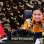 Menteri Koordinator Bidang Perekonomian Airlangga Hartarto ketika menghadiri acara peluncuran penelitian PT Grab Teknologi Indonesia