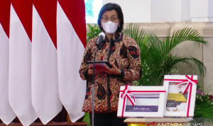 Menkeu Sebut Akan Muncul Risiko Baru saat Pemulihan Ekonomi 2022 Tangkapan Layar - Menteri Keuangan Sri Mulyani Indrawati saat Penyerahan Daftar Isian Pelaksanaan Anggaran (DIPA) dan Buku Daftar Alokasi Transfer ke Daerah dan Dana Desa Tahun 2022 di Istana Negara, Jakarta, Senin (29/11). (ANTARA/Indra Arief)