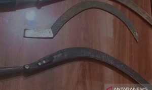 Senjata tajam yang dibawa pelajar. (ANTARA/Istimewa)