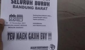 Buruh di KBB Gelar Aksi Mogok Daerah, Tuntut Kenaikan Upah Dok. Ajakan Mogok Daerah Seluruh Buruh Bandung Barat. Foto Prajab