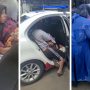 Tangkapan layar seorang ibu muda melahirkan darurat di mobil PJR Tol Palikanci. (radarcirebon.com)