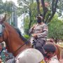 Kapolda Metro Jaya Irjen Pol Fadil Imran menaiki kuda jenis "Warmblood" bernama Ferdinand yang digunakan aparat Kepolisian sebagai pengamanan aksi buruh di Bundaran Patung Kuda, Jakarta Pusat, Kamis (25/11/2021) (ANTARA/MENTARI DWI GAYATI)