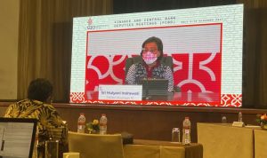 Menteri Keuangan Sri Mulyani Indrawati Menkeu harap anggota Presidensi G20 Sinkronkan Pemulihan Global.(ANTARA/AstridFaidlatulHabibah)