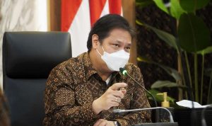 Menteri Koordinator Bidan Perekonomian Airlangga Hartarto ketika membicarakan tentang pemulihan ekonomi berkelanjutan