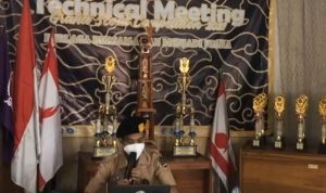 Penyampaian juklak juknis pada acara Pramuka tingkat Penegak seluruh Jawa Barat, Cimanggung, Sumedang.