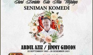 Pamflet ucapan duka atas meninggalnya Jimmy Gideon yang dibuat oleh Persatuan Seniman Komedi Indonesia (Paski). ANTARA/instagram.com/derry4sekawanreal