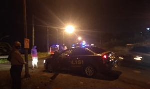 Anggota Polres Tasikmalaya yang datang untukmembubarkan aksi balap liar, pada sabtu 98/10 malam. foto:Ist