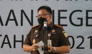 Kepala Kejari Kota Depok, Sri Kuncoro saat memaparkan program kerja Kejari tahun ini.
