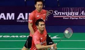 Pasangan Hendra - Ahsan Yang masih bertahan di babak 16 besar dalam turnamen India Open 2022. (Jawapos)