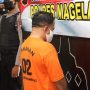 Pelaku penipuan dengann modus baru di Magelang saat di konferensi pers. (rls/sam/jpnn)