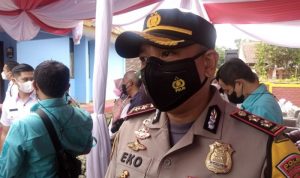 Kapolres Sumedang AKBP Eko Prasetyo Robbyanto saat dijumpai di Rumah Aman Simpati Adhyaksa. Rabu (19/1) (KEGGA KEGGYAN/SUMEKS)