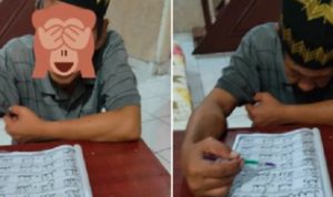 Tangkapan layar kisah viral seorang ayah yang diajar Iqro' oleh anak perempuannya.