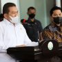 Menteri BUMN Erick Thohir dan Jaksa Agung ST Burhanuddin dalam konferensi pers di Gedung Kejaksaan Agung (Kejagung), Kebayoran Baru, Jakarta, Selasa (11/1). (Dery Ridwansah/JawaPos.com)