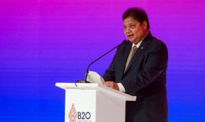 Menko Airlangga Hartarto ketika berbicara dalam Forum B20