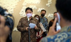 Menko Airlangga Hartarto ketika memberikan keterangan mengenai peran Indonesia dala Presidensi G20