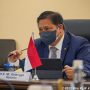 Menko Airlangga Hartarto ketika menerima kunjungan Menteri Perdagangan dan Industri Jepang