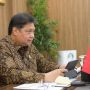 Menko Airlangga Hartarto ketika menhadiri acara secara virtual