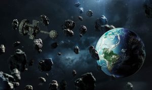 Ilustrasi asteroid mendekat ke bumi. (Pixabay)