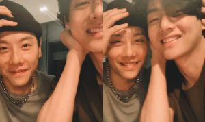 Tangkapan layar unggahan V BTS bersama Park Hyo Shin yang menjadi Trending di Instagram