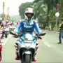 Konvoi pembalap motoGP di jalan MH Thamrin Jakarta.