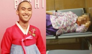 Aktor Drama "Pachinko" Jin Ha yang terseret kasus pelecehan seksual, bersama salah satu foto unggahannya yang memperlihatkan seorang nenek tertidur di kursi kereta bawah tanah.