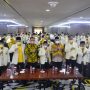 Sekretaris Partai Golkar (Sekjen) Lodewijk F Paulus.ketika menggelar Muktamar luar biasa Pusat Majelis Dakwah Islamiyah (MDI) Partai Golkar pafa minggu (27/3).