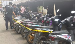 Deretan motor yang berhasil diamankan Polisi karena diduga sebagai hasil curian. Foto : Lutviatul Fauziah/JPNN.com.