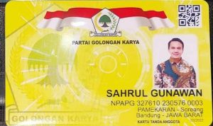 Foto KTA Partai Golkar milik Sahrul Gunawan yang beredar di media sosial