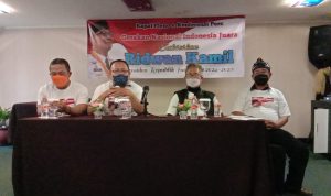 GNIJ Dukung Penuh Ridwan Kamil jadi Presiden 2024-2029 Konferensi Pers Gerakan Nasional Indonesia Juara di hotel Preanger, Kota Bandung, Jumat (1/4) yang mengusung Ridwan Kamil jadi calon presiden 2024-2029. (Foto: Sandi Nugraha/Jabar Ekspres)
