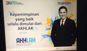 Salah satu gambar Menteri BUMN Erick Thohir yang terpampang di ATM BUMN. (ist)