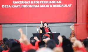 Kemarahan Megawati Soekarnoputri terlihat saat berpidato di Rakernas PDIP. (foto: PDIP)