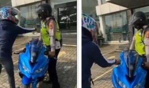 Tangkapan layar video viral, motor ditilang di halaman dealer.