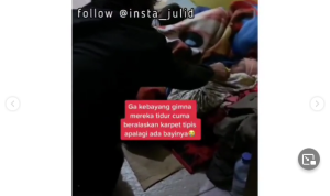 Miris! Kesulitan Ekonomi, Ayah Terpaksa Bawa Istri dan Bayi yang Baru Lahir Tidur di Emperan Toko
