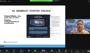 TANGKAPAN LAYAR: Sesi sharing mengenai cara memaksimalkan hasil karya melalui media sosial dan fotografi bersama Dudi Sugandi, Founder Kelas Garasi. (Dok. AHM)